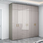 Engineered Wood Armoire Modern Mirrored Grey Wardrobe Closet with Garment Rod