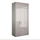Engineered Wood Armoire Modern Mirrored Grey Wardrobe Closet with Garment Rod