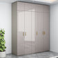 Engineered Wood Armoire Modern Mirrored Grey Wardrobe Closet with Garment Rod