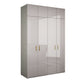 Engineered Wood Armoire Modern Mirrored Grey Wardrobe Closet with Garment Rod