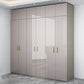 Engineered Wood Armoire Modern Mirrored Grey Wardrobe Closet with Garment Rod