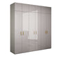 Engineered Wood Armoire Modern Mirrored Grey Wardrobe Closet with Garment Rod