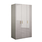 Engineered Wood Armoire Modern Mirrored Grey Wardrobe Closet with Garment Rod
