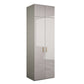 Engineered Wood Armoire Modern Mirrored Grey Wardrobe Closet with Garment Rod