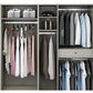 Engineered Wood Armoire Modern Mirrored Grey Wardrobe Closet with Garment Rod