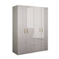 Engineered Wood Armoire Modern Mirrored Grey Wardrobe Closet with Garment Rod