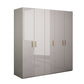 Engineered Wood Armoire Modern Mirrored Grey Wardrobe Closet with Garment Rod