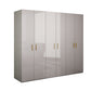 Engineered Wood Armoire Modern Mirrored Grey Wardrobe Closet with Garment Rod