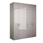 Engineered Wood Armoire Modern Mirrored Grey Wardrobe Closet with Garment Rod
