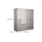 Engineered Wood Armoire Modern Mirrored Grey Wardrobe Closet with Garment Rod
