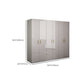 Engineered Wood Armoire Modern Mirrored Grey Wardrobe Closet with Garment Rod