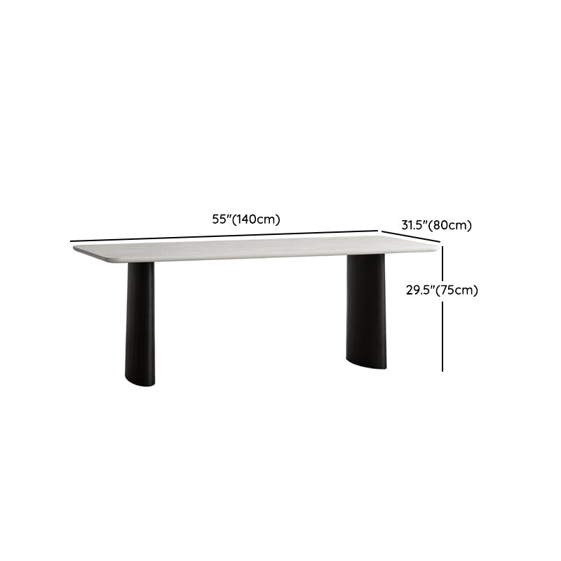 Contemporary White Retractable Wooden Dining Table with Double Pedestal Clearhalo 'Dining Tables & Seating' 'Dining Tables' 'dining_table' 'furn' 'furn_dining_table' 'Furniture' 'Kitchen & Dining Furniture' 7707513