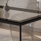 Rectangular Dining Table Glass Tabletop with Black Aluminum Legs Clearhalo 'Dining Tables & Seating' 'Dining Tables' 'dining_table' 'furn' 'furn_dining_table' 'Furniture' 'Kitchen & Dining Furniture' 7707524