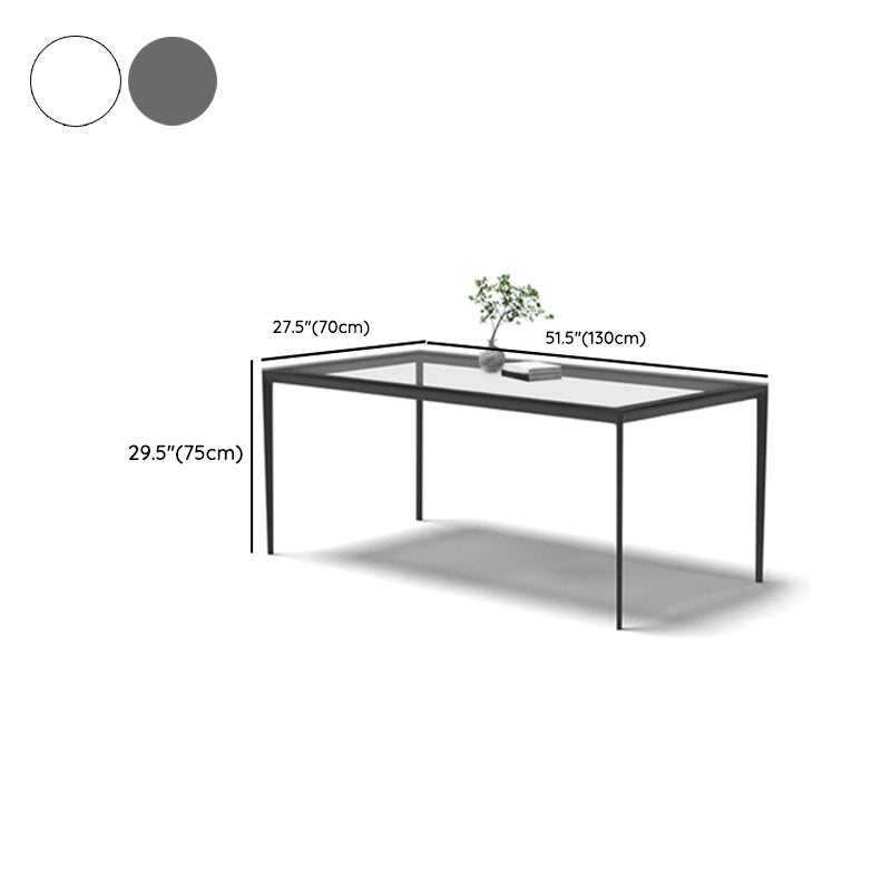 Rectangular Dining Table Glass Tabletop with Black Aluminum Legs Clearhalo 'Dining Tables & Seating' 'Dining Tables' 'dining_table' 'furn' 'furn_dining_table' 'Furniture' 'Kitchen & Dining Furniture' 7707529