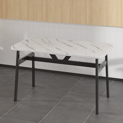Eigentijdse witte rechthoekige houten eettafel met 4 voet