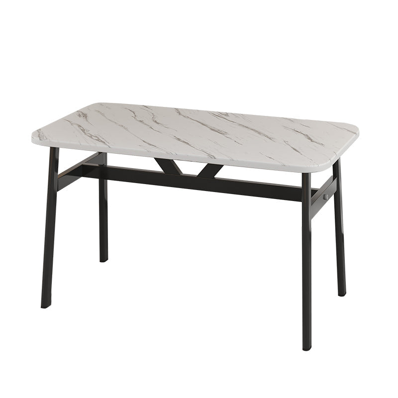 Eigentijdse witte rechthoekige houten eettafel met 4 voet