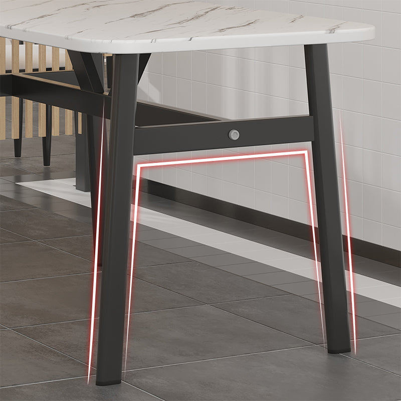 Eigentijdse witte rechthoekige houten eettafel met 4 voet