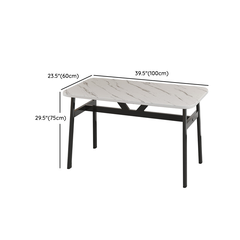 Eigentijdse witte rechthoekige houten eettafel met 4 voet