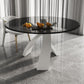 Modern Round Dining Table Glass Tabletop with White Pedestal Base