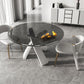 Modern Round Dining Table Glass Tabletop with White Pedestal Base