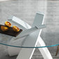 Modern Round Dining Table Glass Tabletop with White Pedestal Base