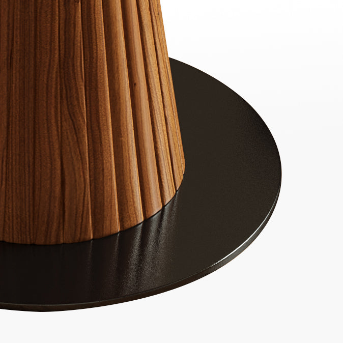 Moderner runder Esszimmertisch mit fester Holzkegelbasis für Wohnzimmer