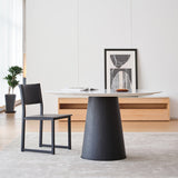 Modern Round Dining Table White Stone Tabletop with Wood Pedestal Base Clearhalo 'Dining Tables & Seating' 'Dining Tables' 'dining_table' 'furn' 'furn_dining_table' 'Furniture' 'Kitchen & Dining Furniture' 7707583