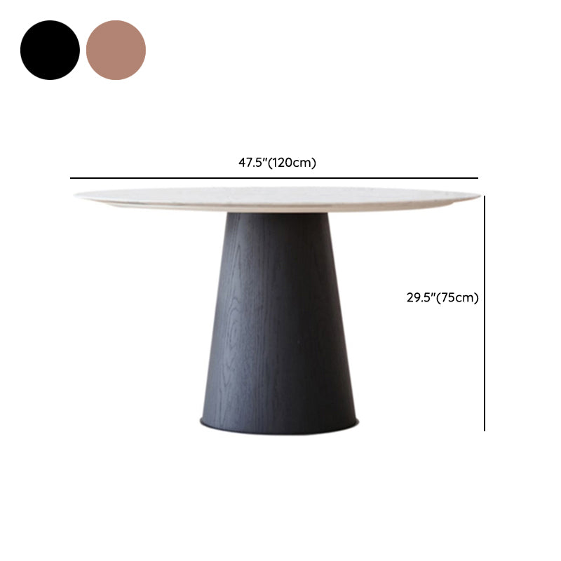 Modern Round Dining Table White Stone Tabletop with Wood Pedestal Base Clearhalo 'Dining Tables & Seating' 'Dining Tables' 'dining_table' 'furn' 'furn_dining_table' 'Furniture' 'Kitchen & Dining Furniture' 7707591