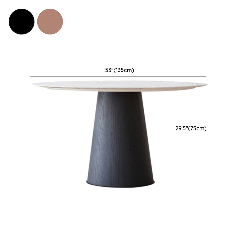 Modern Round Dining Table White Stone Tabletop with Wood Pedestal Base Clearhalo 'Dining Tables & Seating' 'Dining Tables' 'dining_table' 'furn' 'furn_dining_table' 'Furniture' 'Kitchen & Dining Furniture' 7707593