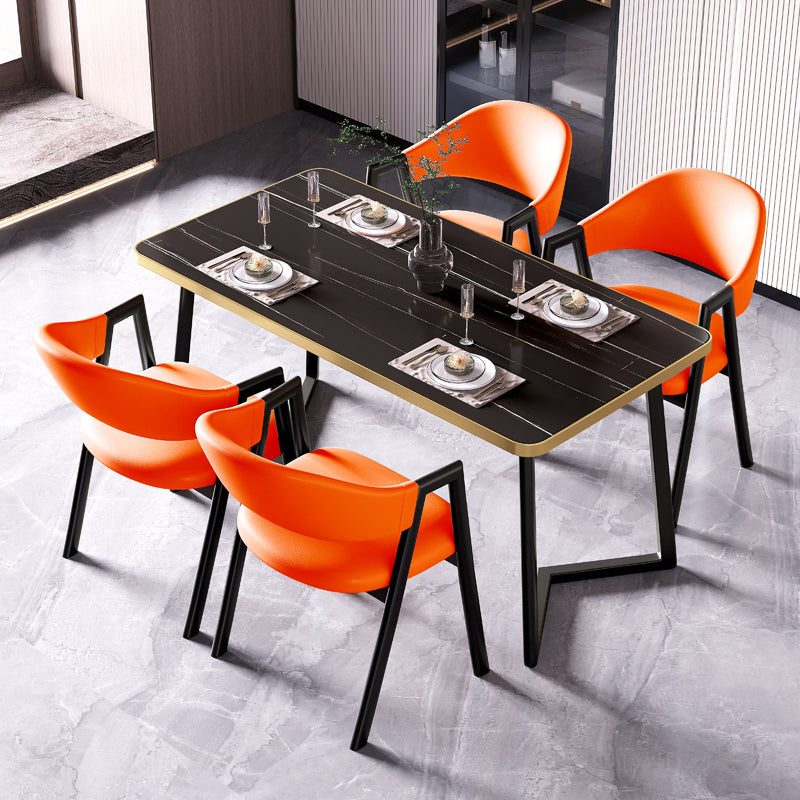 Modern Rectangle Dining Table Wood Tabletop with Double Pedestal Base Clearhalo 'Dining Tables & Seating' 'Dining Tables' 'dining_table' 'furn' 'furn_dining_table' 'Furniture' 'Kitchen & Dining Furniture' 7707618