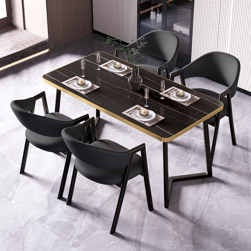 Modern Rectangle Dining Table Wood Tabletop with Double Pedestal Base Clearhalo 'Dining Tables & Seating' 'Dining Tables' 'dining_table' 'furn' 'furn_dining_table' 'Furniture' 'Kitchen & Dining Furniture' 7707619