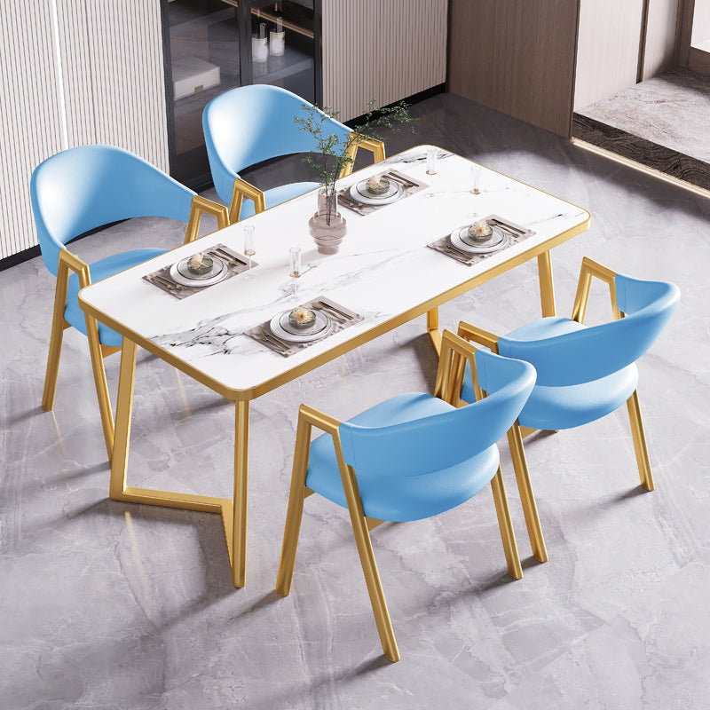 Modern Rectangle Dining Table Wood Tabletop with Double Pedestal Base Clearhalo 'Dining Tables & Seating' 'Dining Tables' 'dining_table' 'furn' 'furn_dining_table' 'Furniture' 'Kitchen & Dining Furniture' 7707624