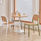 Tavolo da pranzo rotondo moderno con piano in legno naturale con base a tulipano