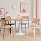 Tavolo da pranzo rotondo moderno con piano in legno naturale con base a tulipano