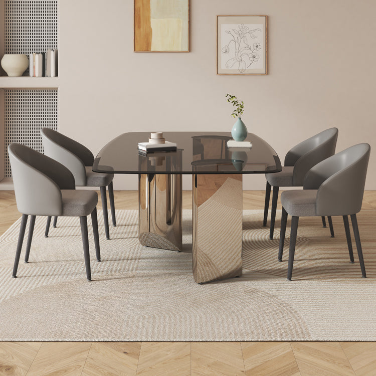 Rectangular Dining Table Clear Glass Tabletop with Chrome Base Clearhalo 'Dining Tables & Seating' 'Dining Tables' 'dining_table' 'furn' 'furn_dining_table' 'Furniture' 'Kitchen & Dining Furniture' 7707681