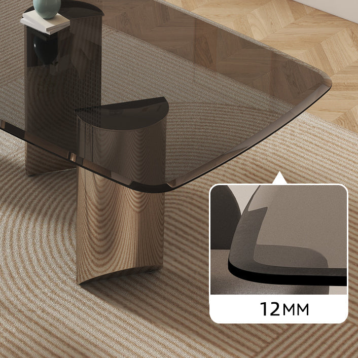 Rectangular Dining Table Clear Glass Tabletop with Chrome Base Clearhalo 'Dining Tables & Seating' 'Dining Tables' 'dining_table' 'furn' 'furn_dining_table' 'Furniture' 'Kitchen & Dining Furniture' 7707686