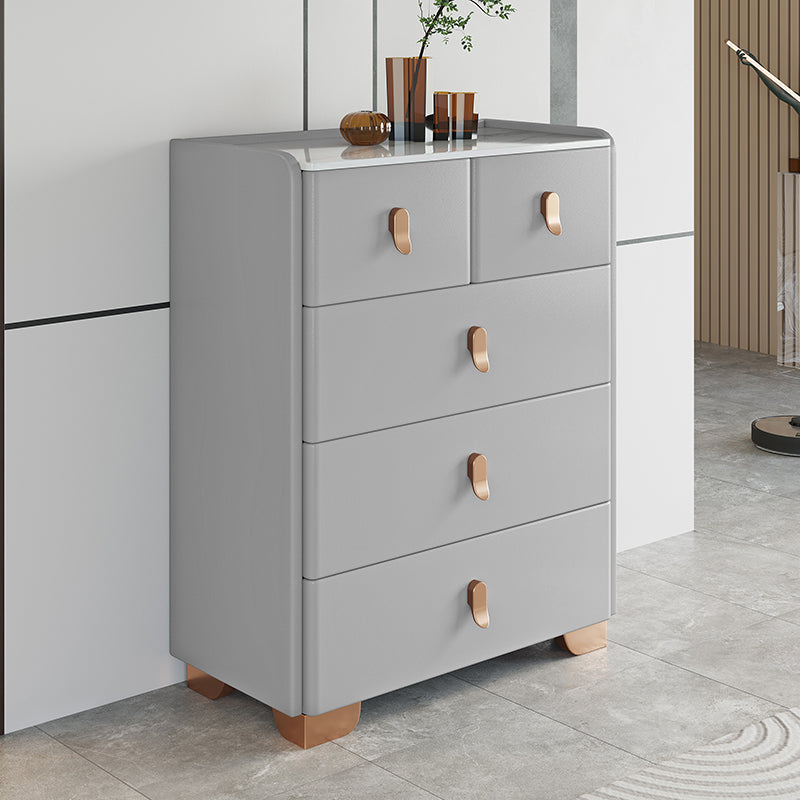 Stone Dresser Classic Glam Storage Chest Dresser with 4/5/6/7/8 Drawers Light Gray 5 Clearhalo 'Bedroom Furniture' 'Dressers & Chests' 'dressers_chests' 'furn' 'furn_dressers_chests' 'Furniture' 7710406