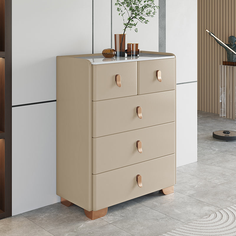 Stone Dresser Classic Glam Storage Chest Dresser with 4/5/6/7/8 Drawers Khaki 5 Clearhalo 'Bedroom Furniture' 'Dressers & Chests' 'dressers_chests' 'furn' 'furn_dressers_chests' 'Furniture' 7710408