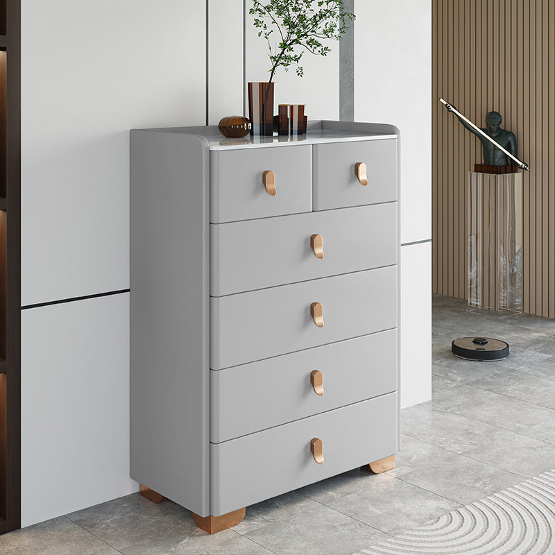 Stone Dresser Classic Glam Storage Chest Dresser with 4/5/6/7/8 Drawers Light Gray 6 Clearhalo 'Bedroom Furniture' 'Dressers & Chests' 'dressers_chests' 'furn' 'furn_dressers_chests' 'Furniture' 7710412