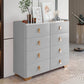 Stone Dresser Classic Glam Storage Chest Dresser with 4/5/6/7/8 Drawers Light Gray 8 Clearhalo 'Bedroom Furniture' 'Dressers & Chests' 'dressers_chests' 'furn' 'furn_dressers_chests' 'Furniture' 7710420