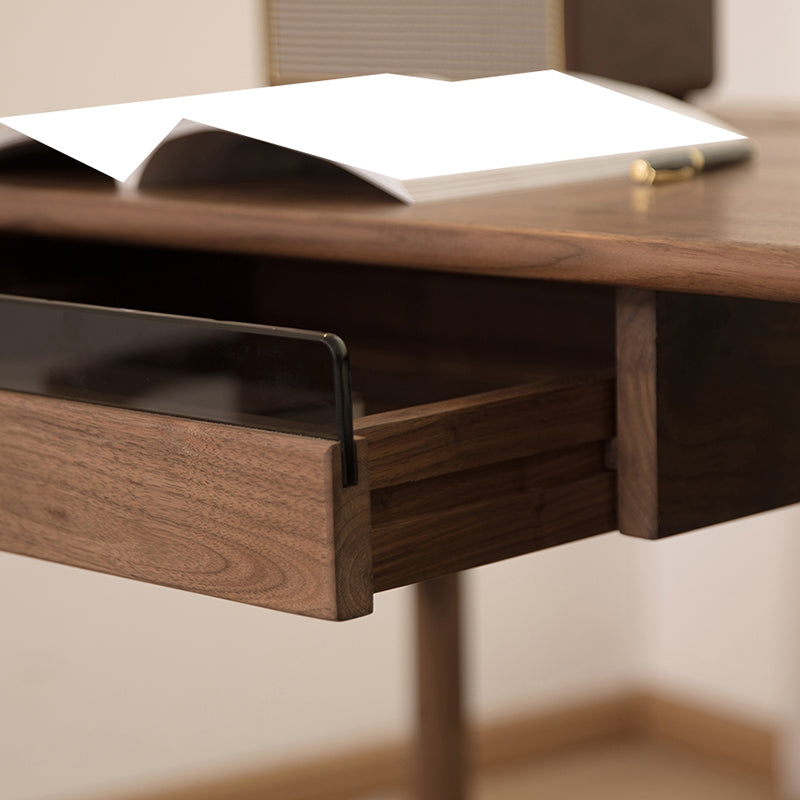 Table de bureau en bois massif moderne Home Writing Desk avec 5 tiroirs