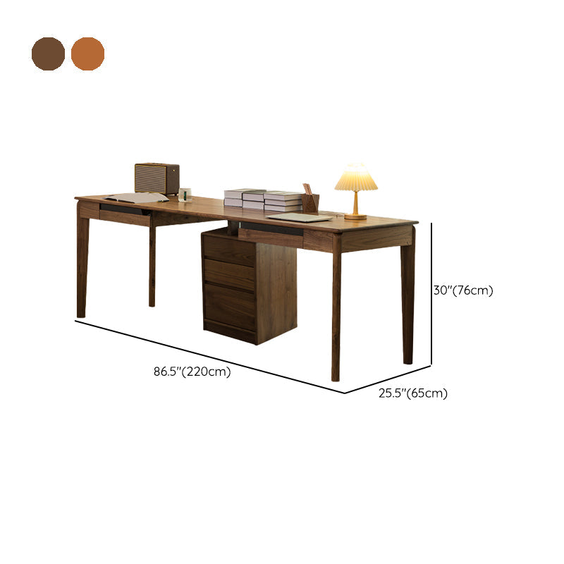 Table de bureau en bois massif moderne Home Writing Desk avec 5 tiroirs