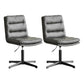 Armless Office Chair No Wheels Conference Chair for Living Room Home Black PU（Polyurethane） 2 Piece Set Clearhalo 'furn' 'furn_office_chair' 'Furniture' 'Office Chairs' 'Office Furniture' 'office_chair' 7710851