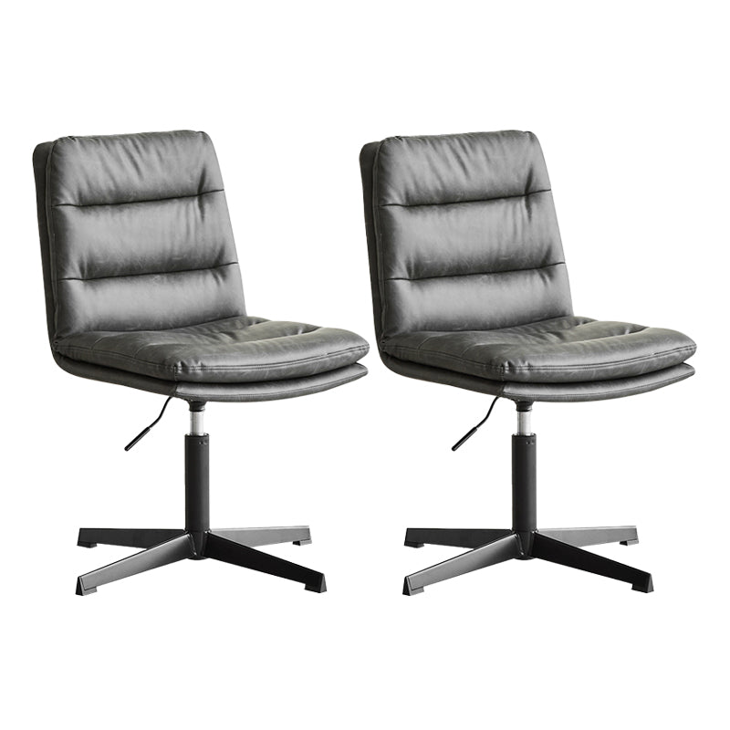 Armless Office Chair No Wheels Conference Chair for Living Room Home Black PU（Polyurethane） 2 Piece Set Clearhalo 'furn' 'furn_office_chair' 'Furniture' 'Office Chairs' 'Office Furniture' 'office_chair' 7710851