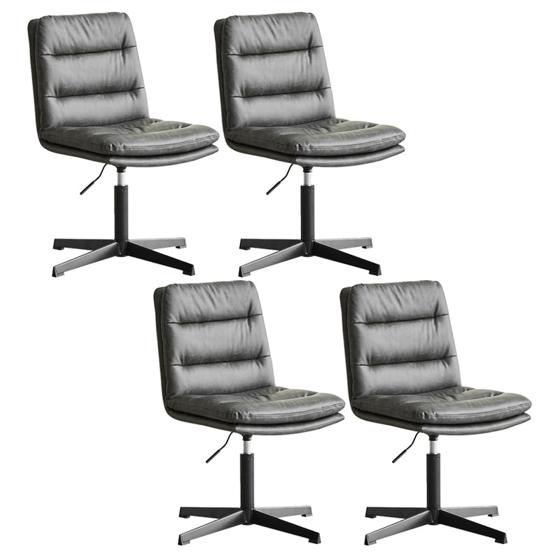 Armless Office Chair No Wheels Conference Chair for Living Room Home Black PU（Polyurethane） 4 Piece Set Clearhalo 'furn' 'furn_office_chair' 'Furniture' 'Office Chairs' 'Office Furniture' 'office_chair' 7710852