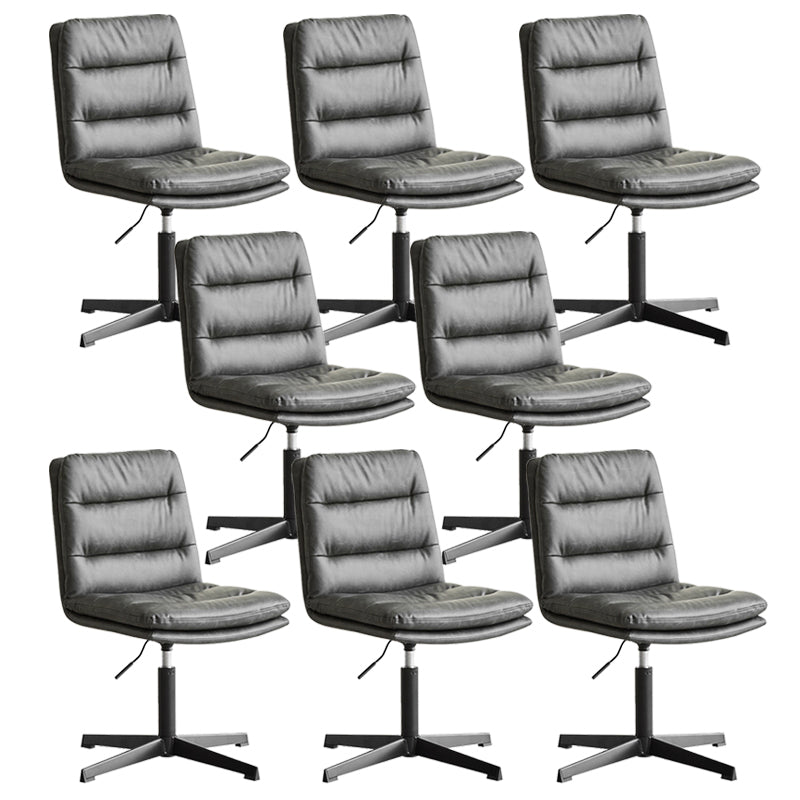 Armless Office Chair No Wheels Conference Chair for Living Room Home Black PU（Polyurethane） 8 Piece Set Clearhalo 'furn' 'furn_office_chair' 'Furniture' 'Office Chairs' 'Office Furniture' 'office_chair' 7710856
