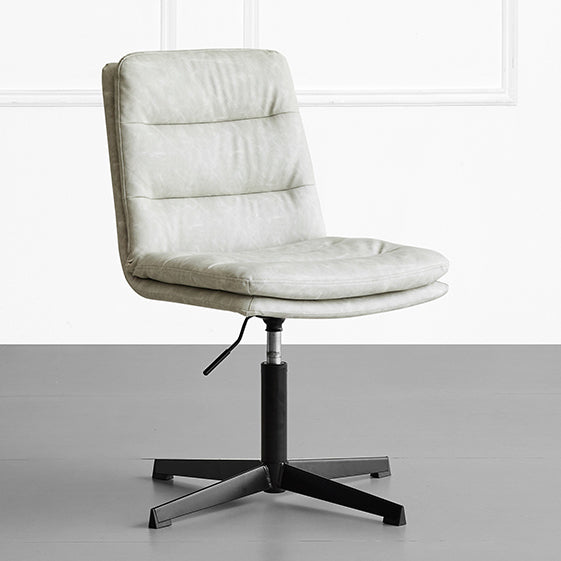 Armless Office Chair No Wheels Conference Chair for Living Room Home White PU（Polyurethane） 1 Piece Clearhalo 'furn' 'furn_office_chair' 'Furniture' 'Office Chairs' 'Office Furniture' 'office_chair' 7710859