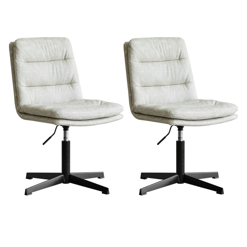Armless Office Chair No Wheels Conference Chair for Living Room Home White PU（Polyurethane） 2 Piece Set Clearhalo 'furn' 'furn_office_chair' 'Furniture' 'Office Chairs' 'Office Furniture' 'office_chair' 7710861