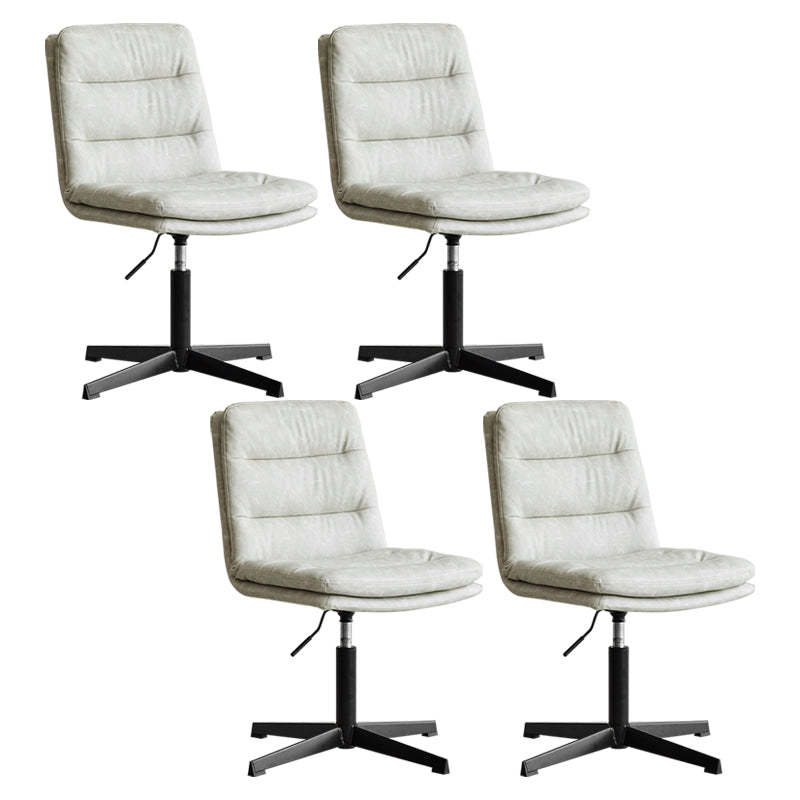 Armless Office Chair No Wheels Conference Chair for Living Room Home White PU（Polyurethane） 4 Piece Set Clearhalo 'furn' 'furn_office_chair' 'Furniture' 'Office Chairs' 'Office Furniture' 'office_chair' 7710863