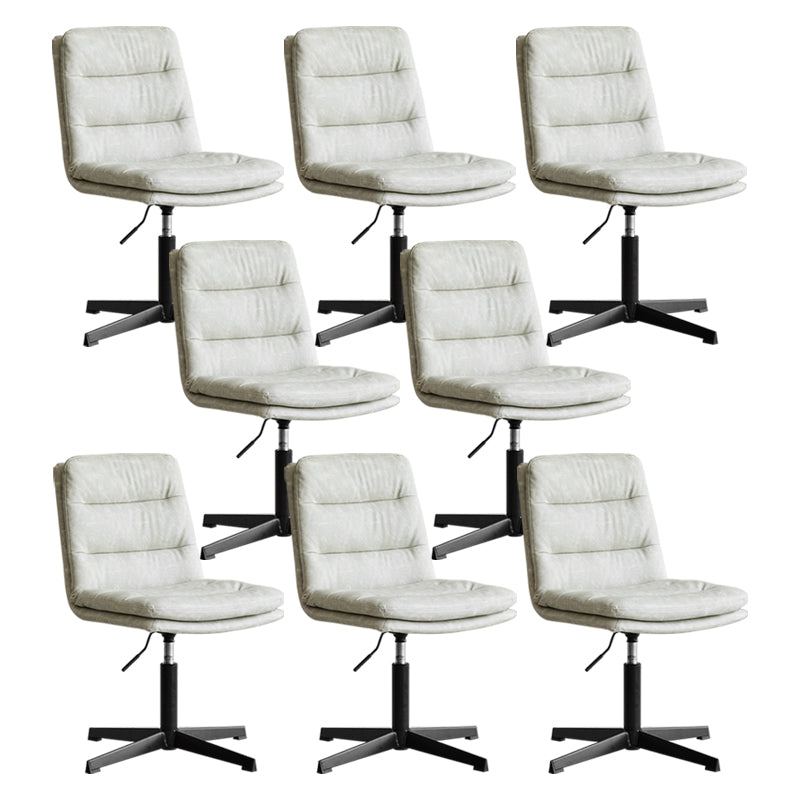 Armless Office Chair No Wheels Conference Chair for Living Room Home White PU（Polyurethane） 8 Piece Set Clearhalo 'furn' 'furn_office_chair' 'Furniture' 'Office Chairs' 'Office Furniture' 'office_chair' 7710867